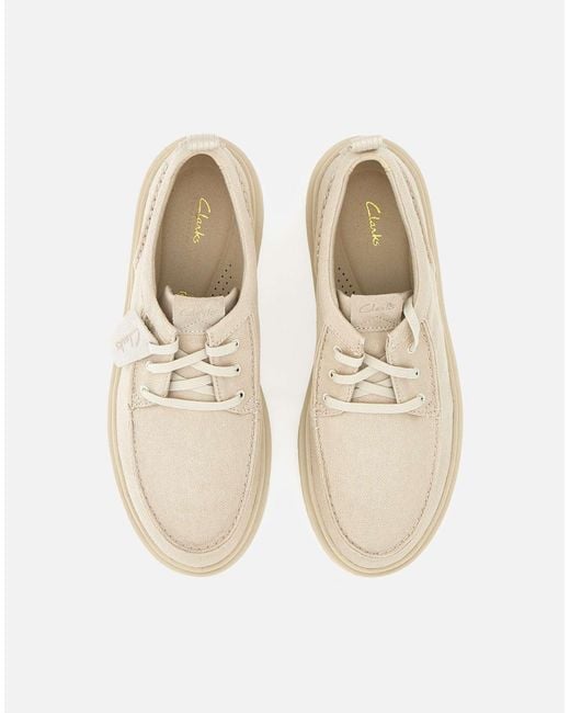 Clarks Polden Moc Cream Veterschoenen in het Natural voor heren