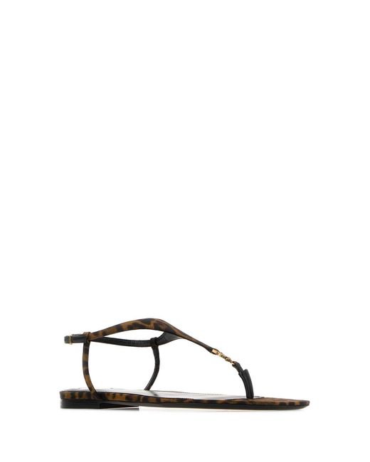 Saint Laurent Black Printed Fabric Cassandra Sandals
