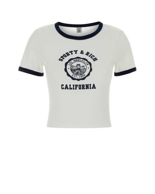 Sporty & Rich White Graphic Crew Neck T-Shirt