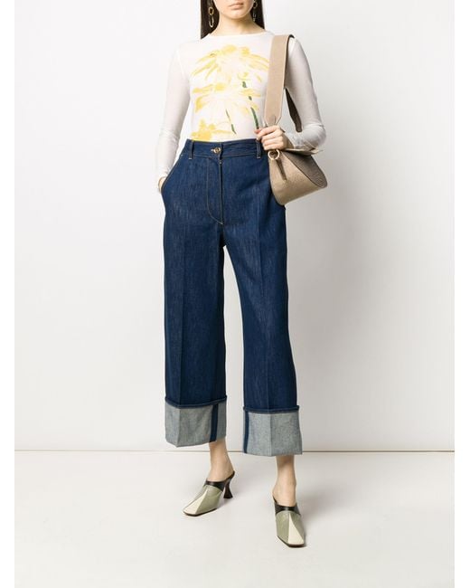 Patou Blue High-rise Cuffed Jeans