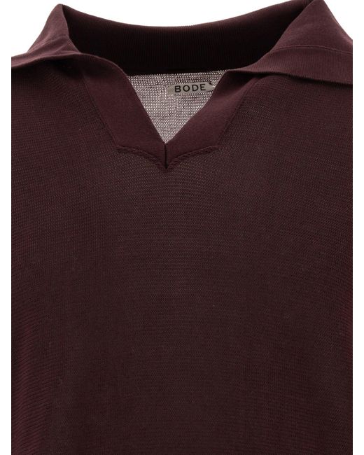 Bode Brown Boxy Cotton Polo Shirt for men