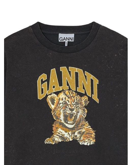 Ganni Black Tiger Crewneck Sweatshirt