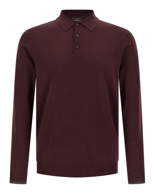 Zanone Red Virgin Wool Polo Shirt for men