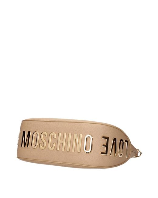 Love Moschino Natural Shoulder Bags Polyurethane/Sand