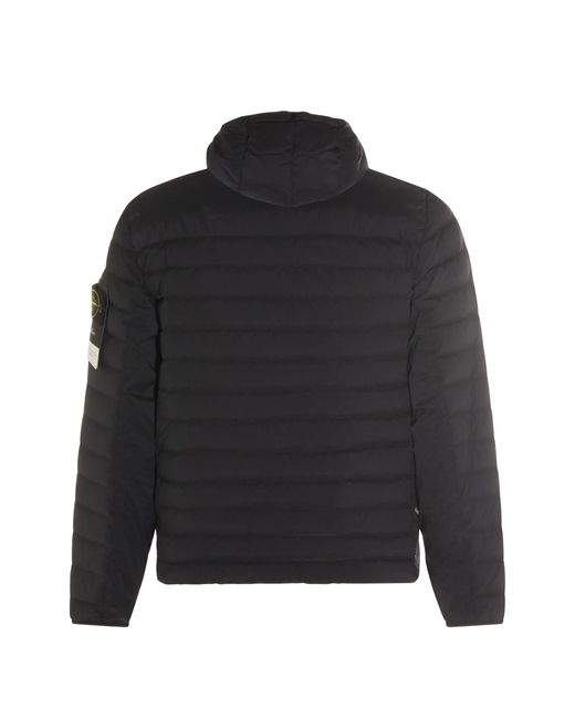 Stone Island Black Capospalla C/Piuma Rds