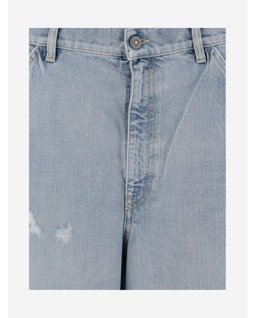 Golden Goose Deluxe Brand Cotton Short Hosen mit gelebten Tätern in Blue für Herren