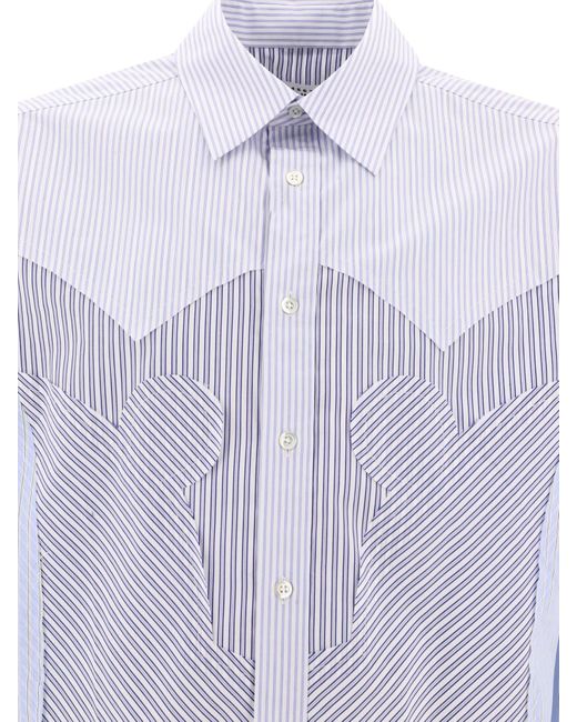Camisa de algodón Stripe de yugo de Maison Margiela de hombre de color Blue