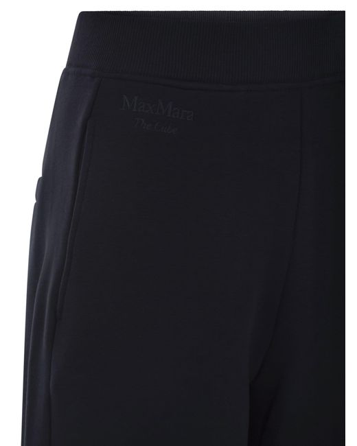 Max Mara Blue Pompeo Cotton Trousers With Logo