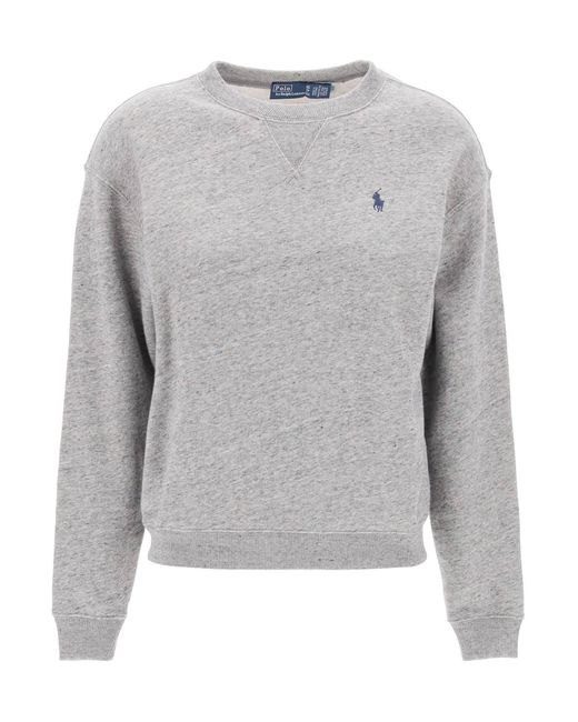 Polo Ralph Lauren Gray Bestickte Logo -Sweatshirt