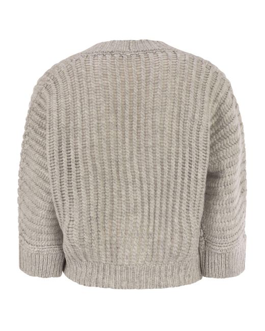 Peserico Metallic Wool And Alpaca Mesh Cardigan
