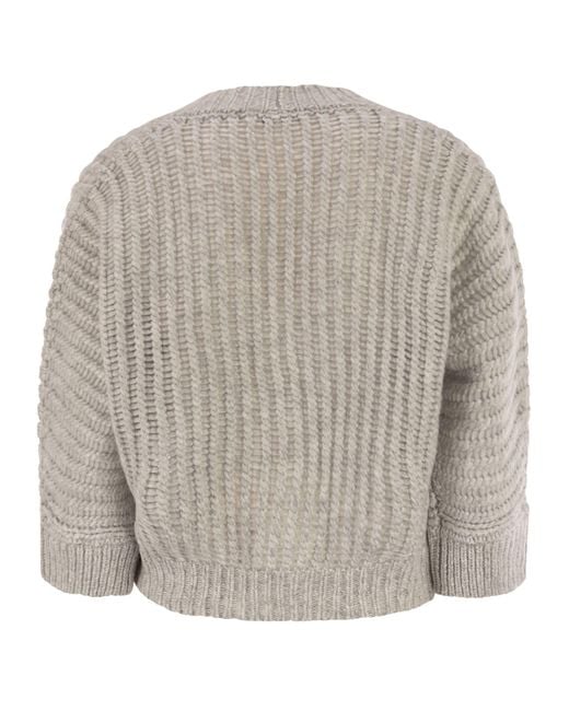 Peserico Metallic Wool And Alpaca Mesh Cardigan