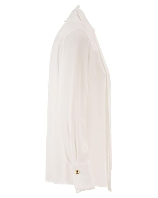 Elisabetta Franchi White Viscose Georgette Shirt With Sash