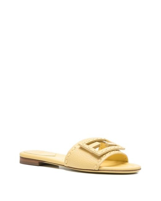 Fendi Metallic Baguette Leather Slides