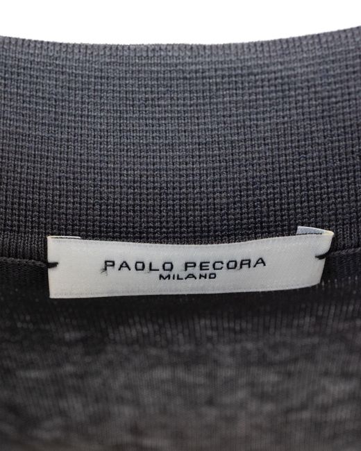 Paolo Pecora Camicia Tortora In Maglia Punto Operato in het Blue
