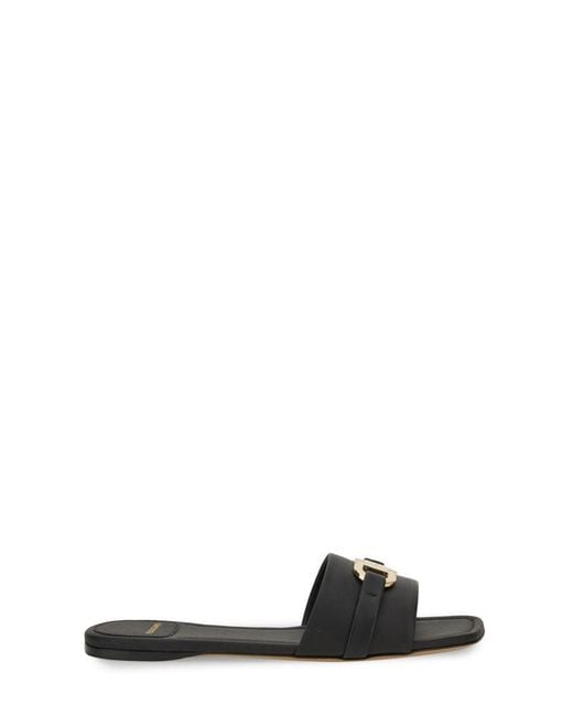 Ferragamo Black Calfskin Slide Sandal