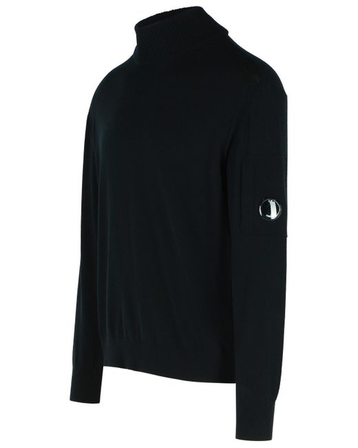 C P Company Black Lens' Virgin Wool Blend Turtleneck Sweater for men