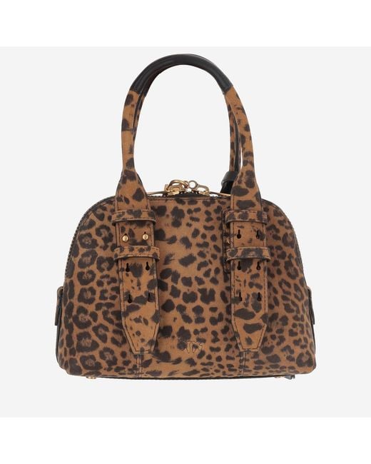 Pinko Brown Mini Escape Suede Leather Handbag