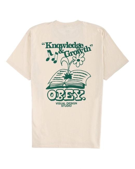 Obey White T-shirt "knowledge & Growth" for men