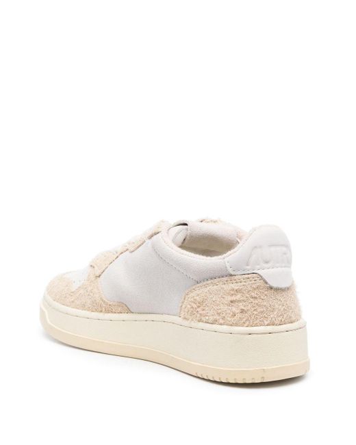 Autry White Medalist Low Wom Suede/Hair Ecru