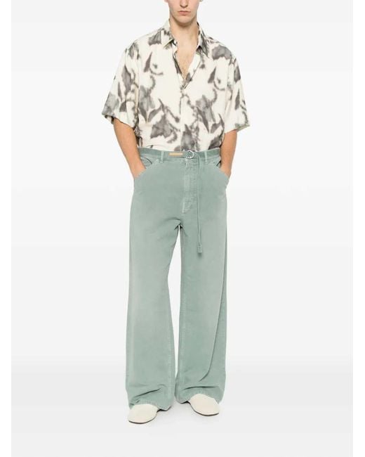 Marni Blue Wide-Leg Trousers With Belt for men