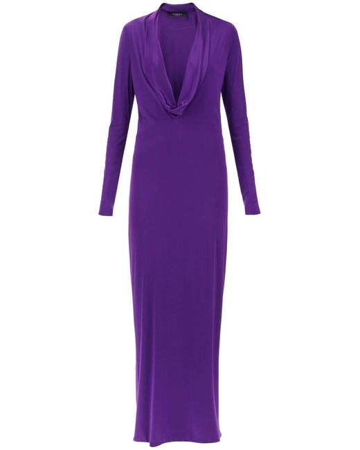 Versace Maxi-jurk Met Hoge Hals in het Purple