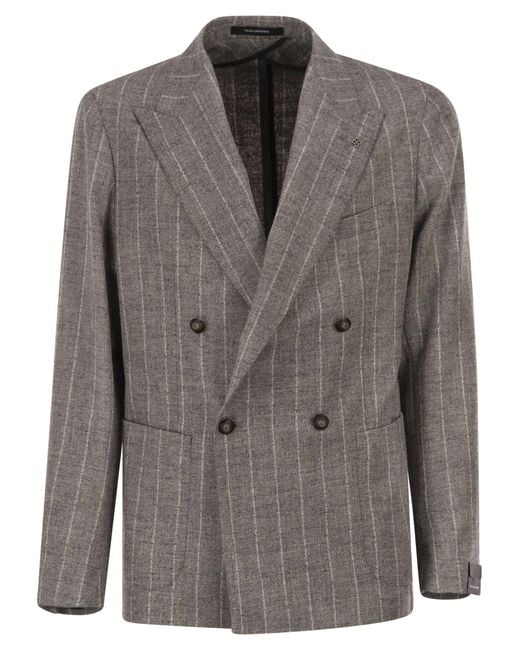 Tagliatore Gray Double-Breasted Jacket for men