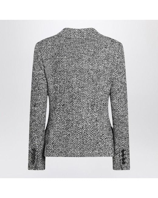 Dolce & Gabbana Gray Dolce&Gabbana Single Breasted Speckled Wool Blend Jacket