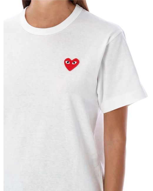 COMME DES GARÇONS PLAY White Cotton Heart Patch Crewneck Tee