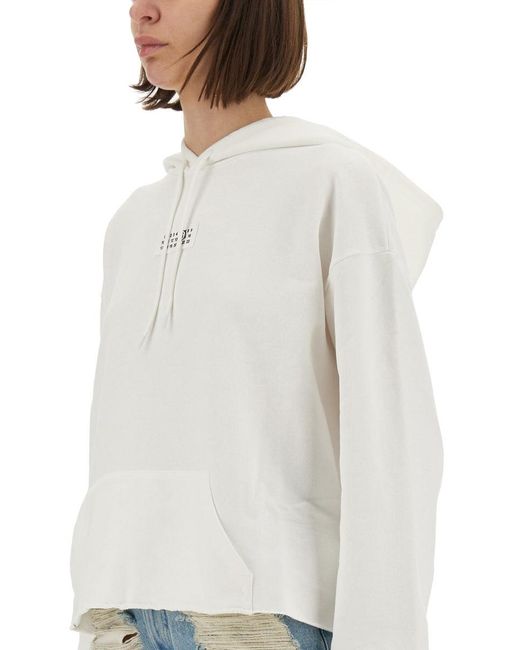 MM6 by Maison Margiela White Relaxed-Fit Cotton Sweatshirt With Minimal Logo Detail