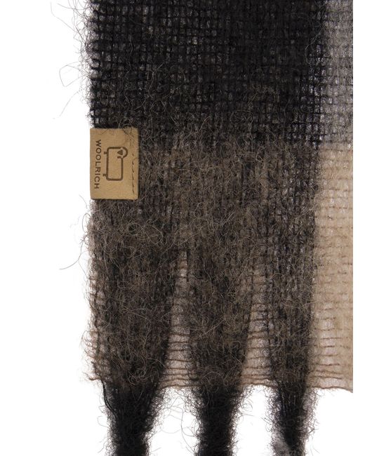 Woolrich Black Kapuzenschal mit geprüften Muster