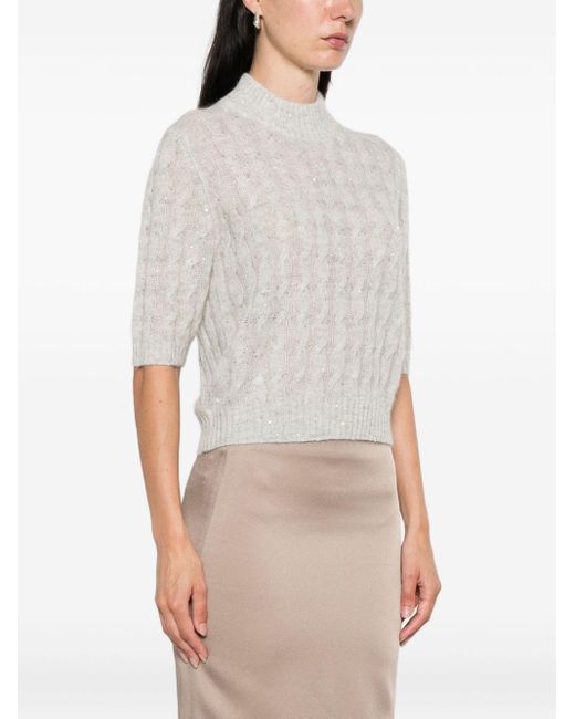 Brunello Cucinelli White Wool Knitted Jumper