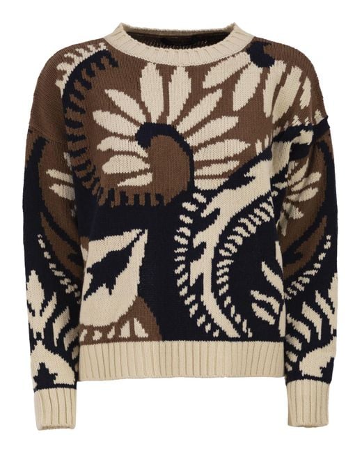 Weekend by Maxmara Black Wkdcelebre Patterned Cotton Crew Neck