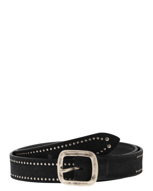 Alberto Luti Black Studded Leather Belt for men