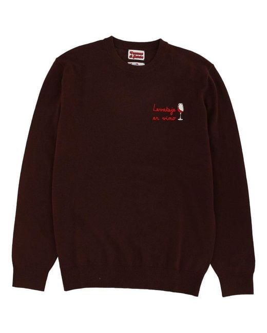 Mc2 Saint Barth Purple Sweater With Embroidery for men