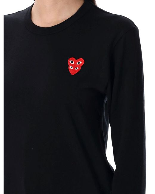 COMME DES GARÇONS PLAY Black Double Heart Long-Sleeve T-Shirt