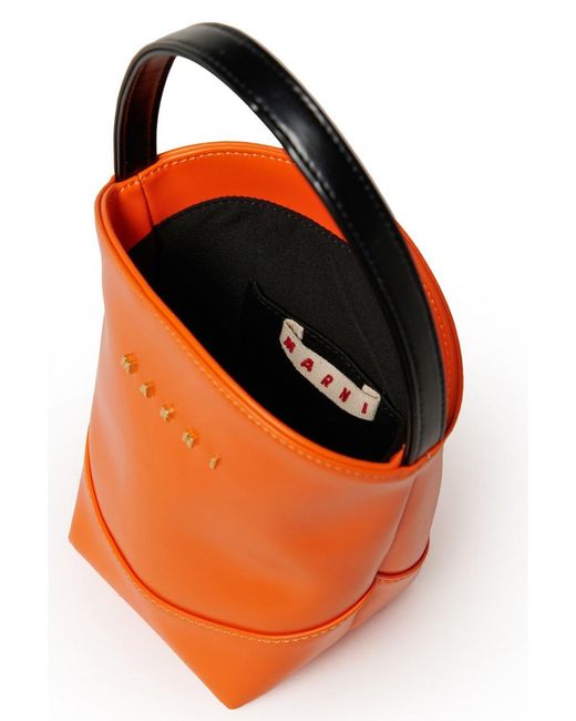 Marni Orange Kids Flower Basket Top Handle Shoulder Bag