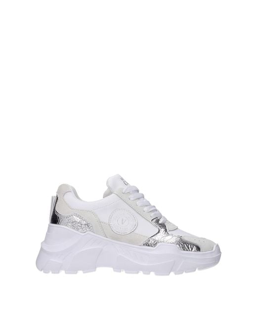 Versace Jeans White Sneakers Couture Donna Pelle Bianco/Argento