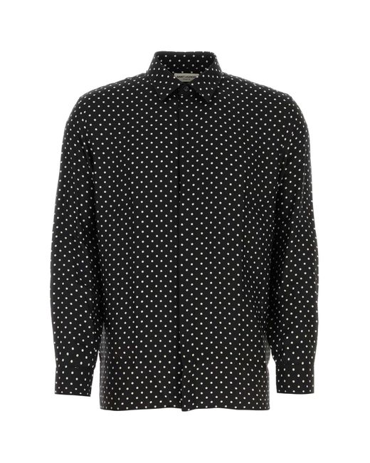 Saint Laurent Seidenhemd Mit Polka Dots in Black für Herren