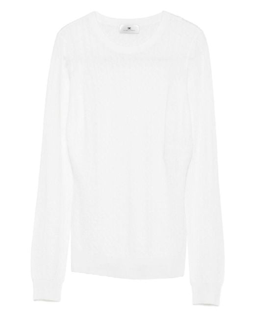 Elisabetta Franchi Geribbelde Trui Met Lange Mouwen in het White