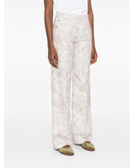 Forte_forte White Pants 5 Tasche Vita Alta Denim"Nontiscordardime"