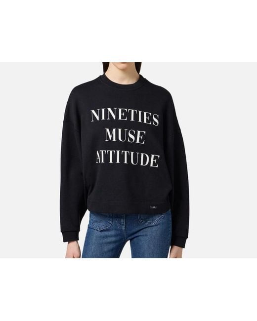 Elisabetta Franchi Black Sweatshirt With Lettering Print
