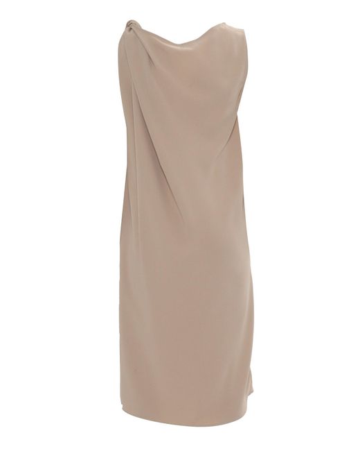 P.A.R.O.S.H. Natural Draped Evening Dress With Single Shoulder Detail