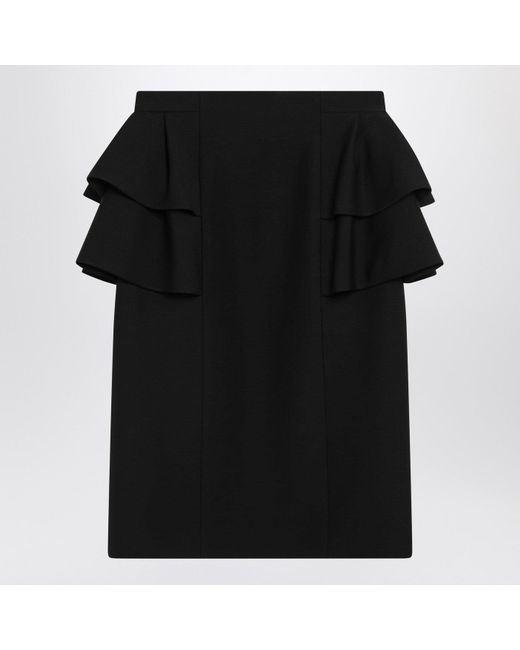 Valentino Black Skirt With Ruffles On The Sides