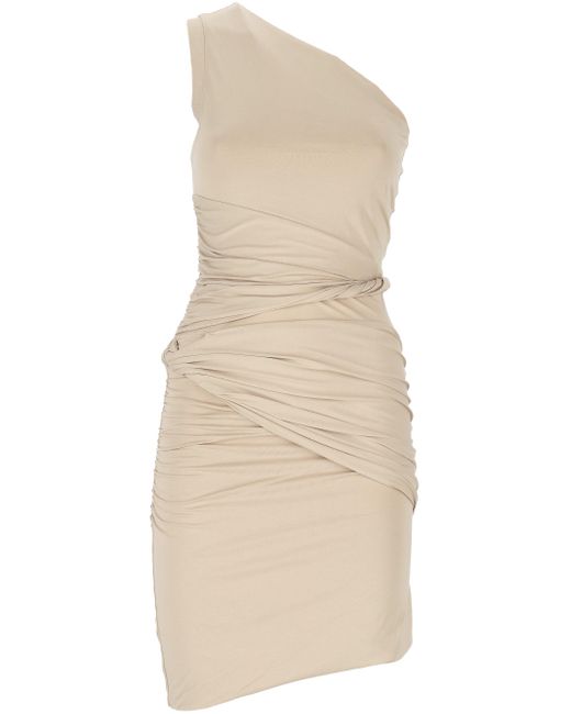 Patou Natural Sandbeige Ärmelloses Drapiertes Kleid