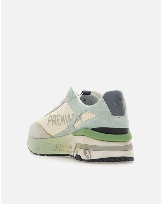 Premiata Green Moerun7300 Suede Sneakers for men