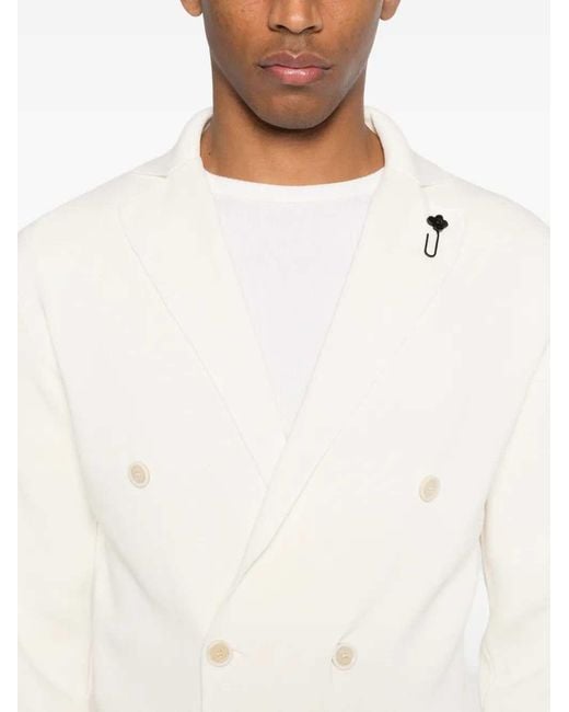 Lardini White Double-breasted Blazer