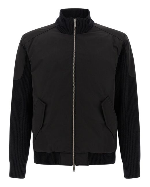 Moose Knuckles 'Magnus Knit Hybrid' Bomber Jacket in Black für Herren