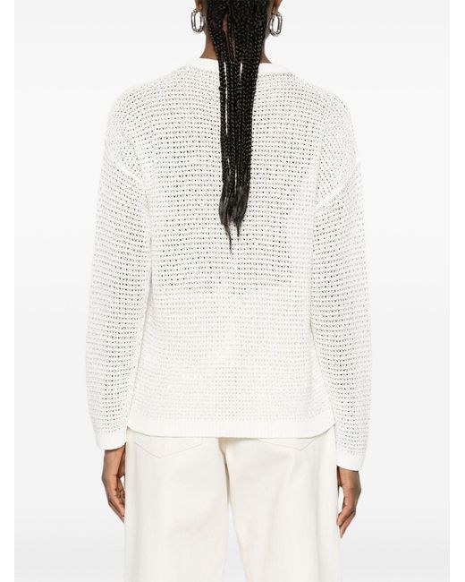 Fabiana Filippi White Cotton Crewneck Sweater