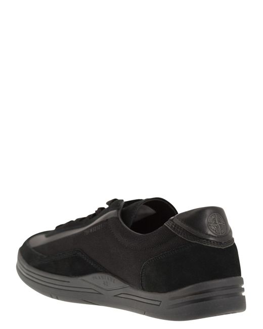 Stone Island Black Fabric, Suede And Rubber Trainers for men