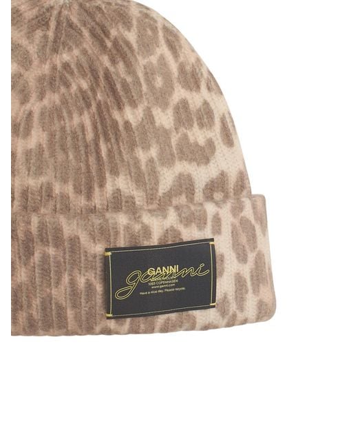 Ganni Natural 'Leo' Multicoloured Wool Blend Beanie